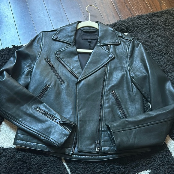 Rag & Bone Dark Green Leather Jacket - Picture 1 of 9